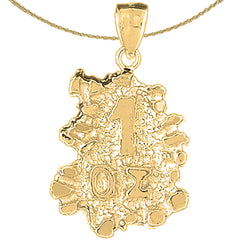 Colgante de pepita de plata de ley de "1 oz" (chapado en rodio o oro amarillo)