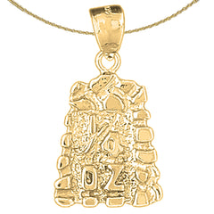 Colgante de pepita de plata de ley "1/4 Oz" (bañado en rodio o oro amarillo)