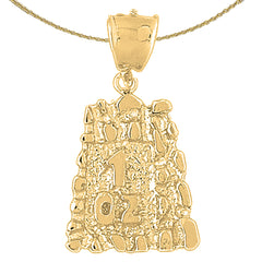 Colgante de pepita de plata de ley de "1 oz" (chapado en rodio o oro amarillo)