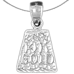 Sterling Silver "14K Gold" Nugget Pendant (Rhodium or Yellow Gold-plated)