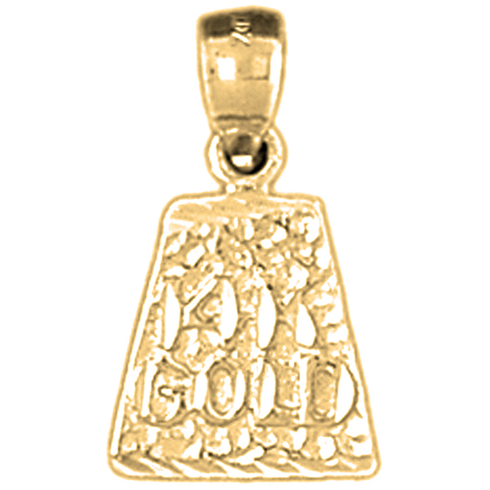 Yellow Gold-plated Silver "14K Gold" Nugget Pendant