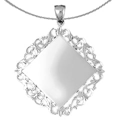 Sterling Silver Handcut Engraveable Plate Pendant (Rhodium or Yellow Gold-plated)