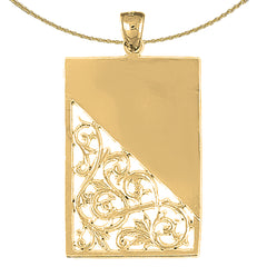 Sterling Silver Handcut Engraveable Plate Pendant (Rhodium or Yellow Gold-plated)