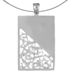 Sterling Silver Handcut Engraveable Plate Pendant (Rhodium or Yellow Gold-plated)