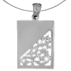 Sterling Silver Handcut Engraveable Plate Pendant (Rhodium or Yellow Gold-plated)