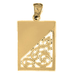 Yellow Gold-plated Silver Handcut Engraveable Plate Pendant