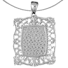 Sterling Silver Handcut Frame Plate Pendant (Rhodium or Yellow Gold-plated)