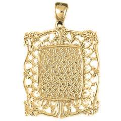Yellow Gold-plated Silver Handcut Frame Plate Pendant
