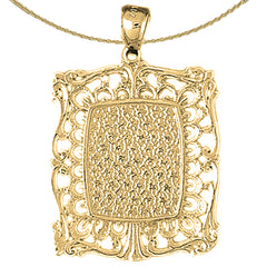 Sterling Silver Handcut Frame Plate Pendant (Rhodium or Yellow Gold-plated)
