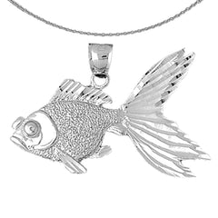 Sterling Silver Goldfish Pendant (Rhodium or Yellow Gold-plated)