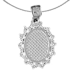 Sterling Silver Handcut Frame Plate Pendant (Rhodium or Yellow Gold-plated)