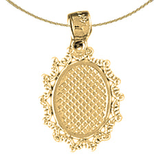 Sterling Silver Handcut Frame Plate Pendant (Rhodium or Yellow Gold-plated)