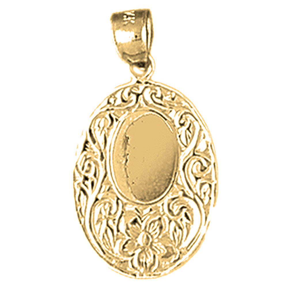 Yellow Gold-plated Silver Handcut Engraveable Plate Pendant