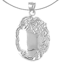 Handgeschnittener, gravierbarer Plattenanhänger aus Sterlingsilber (rhodiniert oder gelbvergoldet)