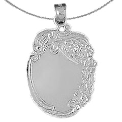 Sterling Silver Handcut Engraveable Plate Pendant (Rhodium or Yellow Gold-plated)