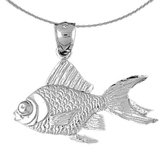Sterling Silver Goldfish Pendant (Rhodium or Yellow Gold-plated)