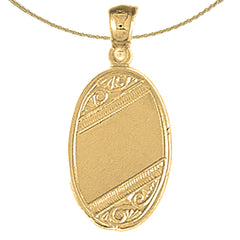 Sterling Silver Handcut Engraveable Plate Pendant (Rhodium or Yellow Gold-plated)