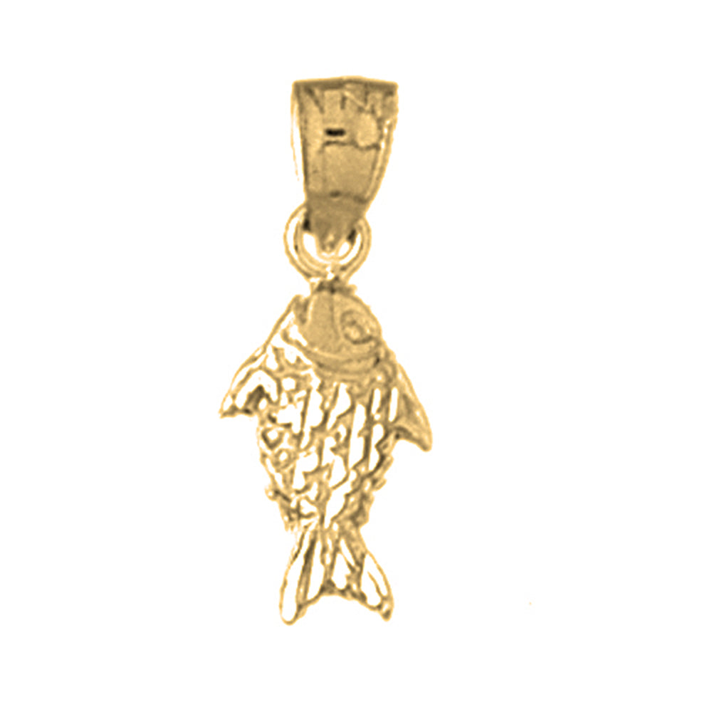 Yellow Gold-plated Silver Halibut Pendant