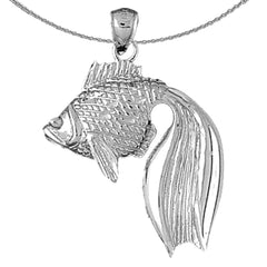 Sterling Silver Halibut Pendant (Rhodium or Yellow Gold-plated)