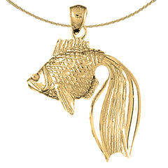 Sterling Silver Halibut Pendant (Rhodium or Yellow Gold-plated)