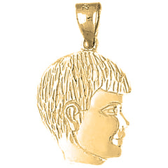 Yellow Gold-plated Silver Boy Head Pendant