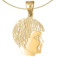 Sterling Silver Boy Head Pendant (Rhodium or Yellow Gold-plated)