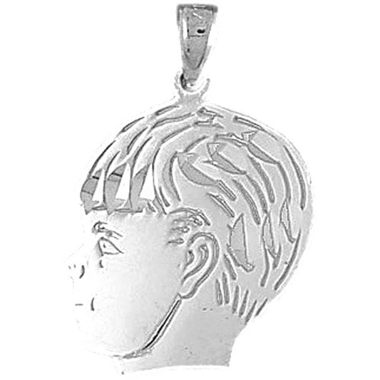 Sterling Silver Boy Head Pendant
