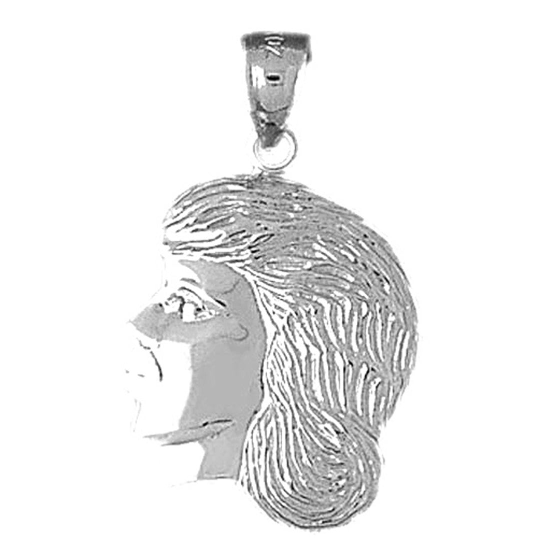 Sterling Silver Girl Head Pendant