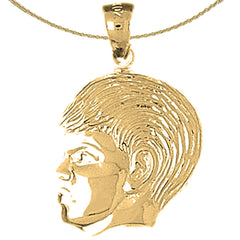 Sterling Silver Boy Head Pendant (Rhodium or Yellow Gold-plated)