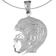 Sterling Silver Boy Head Pendant (Rhodium or Yellow Gold-plated)