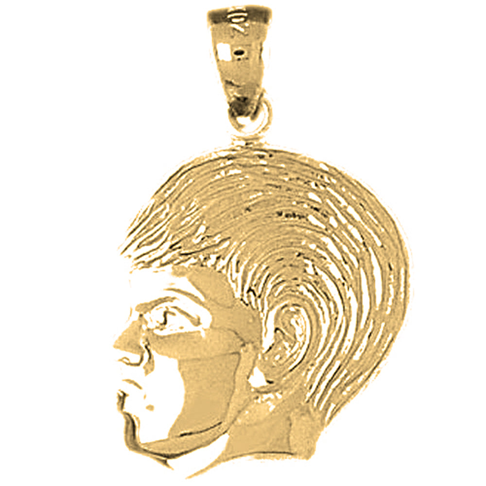 Yellow Gold-plated Silver Boy Head Pendant