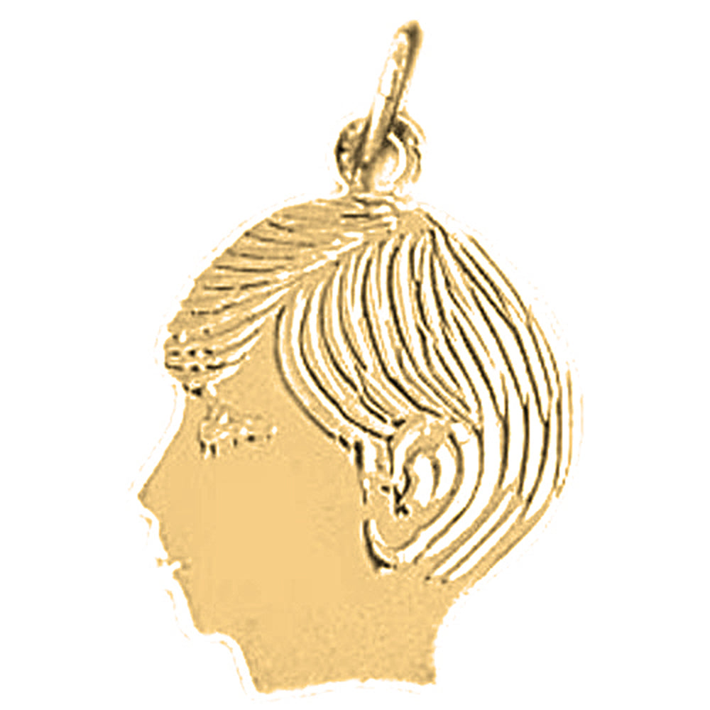 Yellow Gold-plated Silver Boy Head Pendant