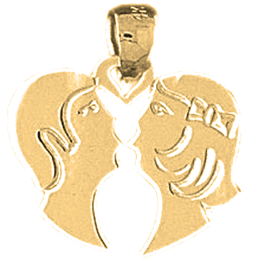 Yellow Gold-plated Silver Girl And Boy Pendant