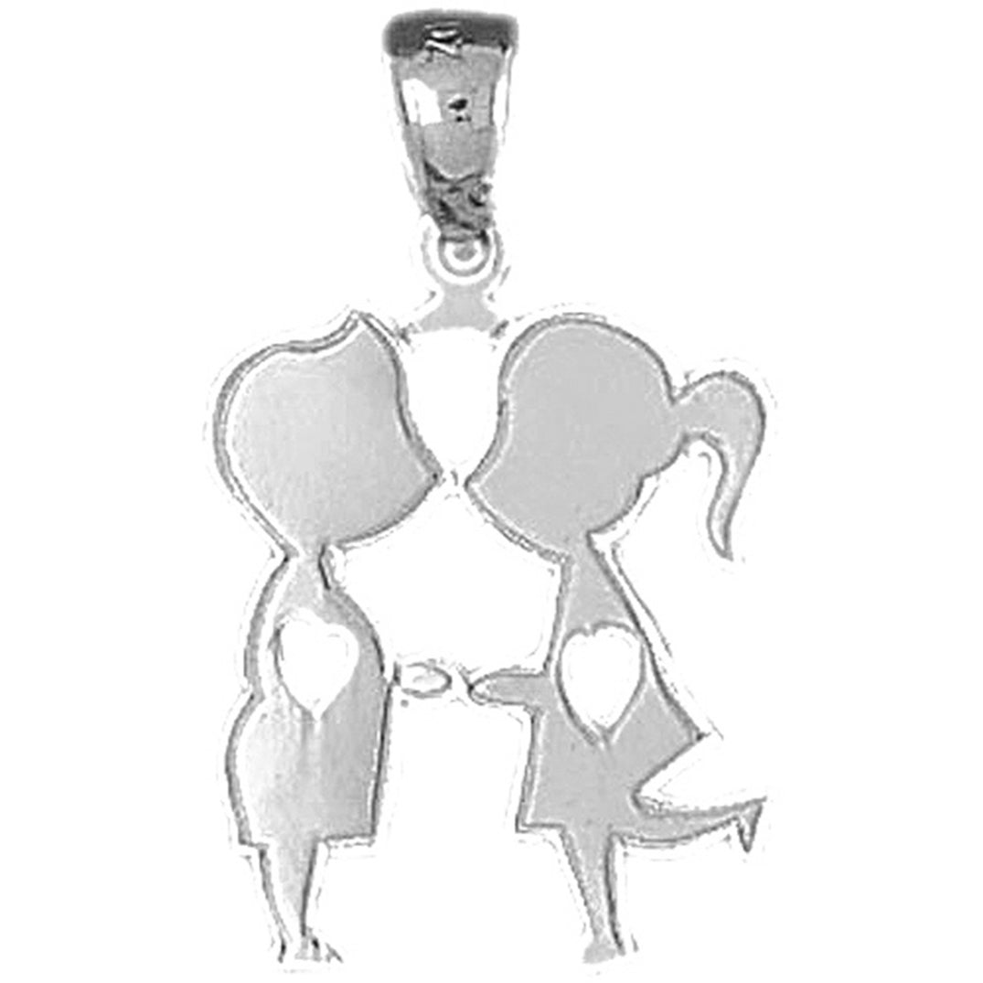 Sterling Silver Boy And Girl Kissing Pendant