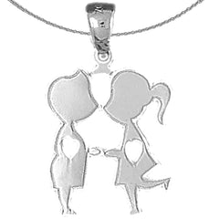 Anhänger „Junge und Mädchen küssen“ aus Sterlingsilber (rhodiniert oder gelbvergoldet)