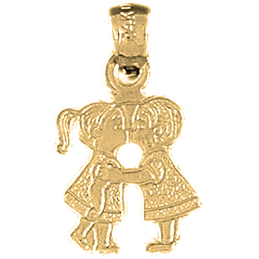 Yellow Gold-plated Silver Boy And Girl Kissing Pendant