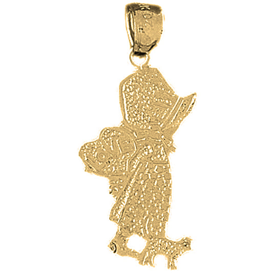 Yellow Gold-plated Silver Baby Girl With Bonnet Pendant