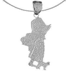 Sterling Silver Baby Girl With Bonnet Pendant (Rhodium or Yellow Gold-plated)