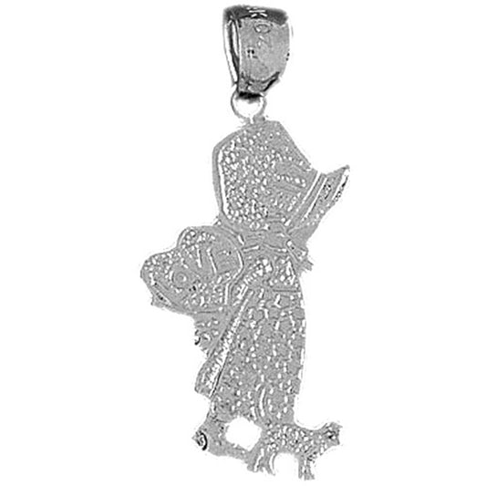 Sterling Silver Baby Girl With Bonnet Pendant