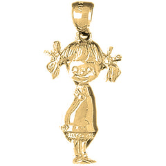Yellow Gold-plated Silver Girl Pendant