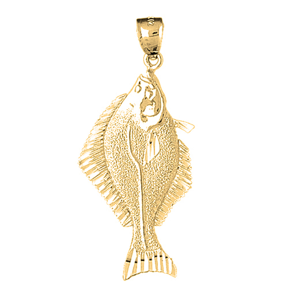 Yellow Gold-plated Silver Halibut Pendant