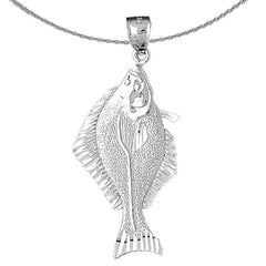Sterling Silver Halibut Pendant (Rhodium or Yellow Gold-plated)
