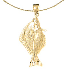 Sterling Silver Halibut Pendant (Rhodium or Yellow Gold-plated)