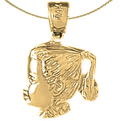 Sterling Silver Girl Head Pendant (Rhodium or Yellow Gold-plated)