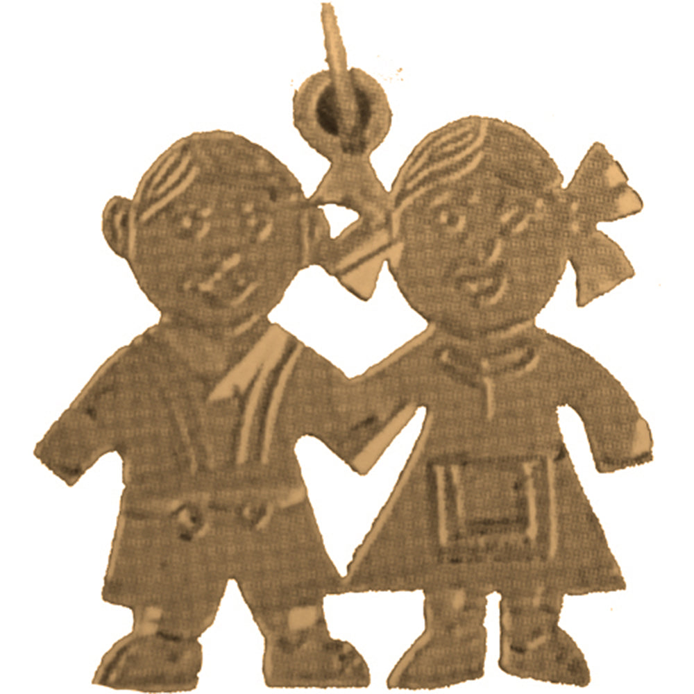 Yellow Gold-plated Silver Boy And Girl Pendant