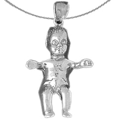 Sterling Silver Baby Pendants (Rhodium or Yellow Gold-plated)