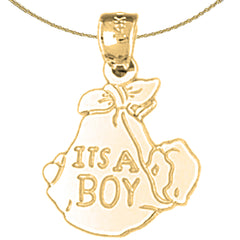 Sterling Silver It's A Boy Pendants (Rhodium or Yellow Gold-plated)