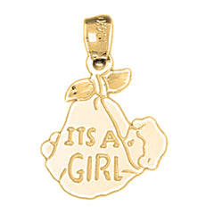 Yellow Gold-plated Silver It's A Girl Pendants