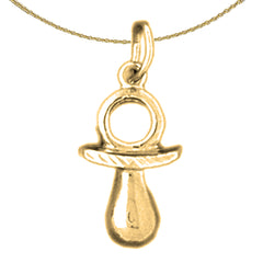 Sterling Silver Pacifier Pendants (Rhodium or Yellow Gold-plated)