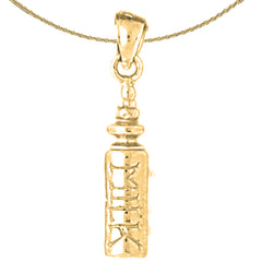 Sterling Silver Baby Bottle Pendants (Rhodium or Yellow Gold-plated)